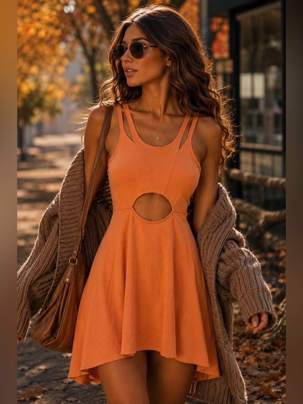 Akira Red Label Tangerine Cutout Mini Dress Size Small